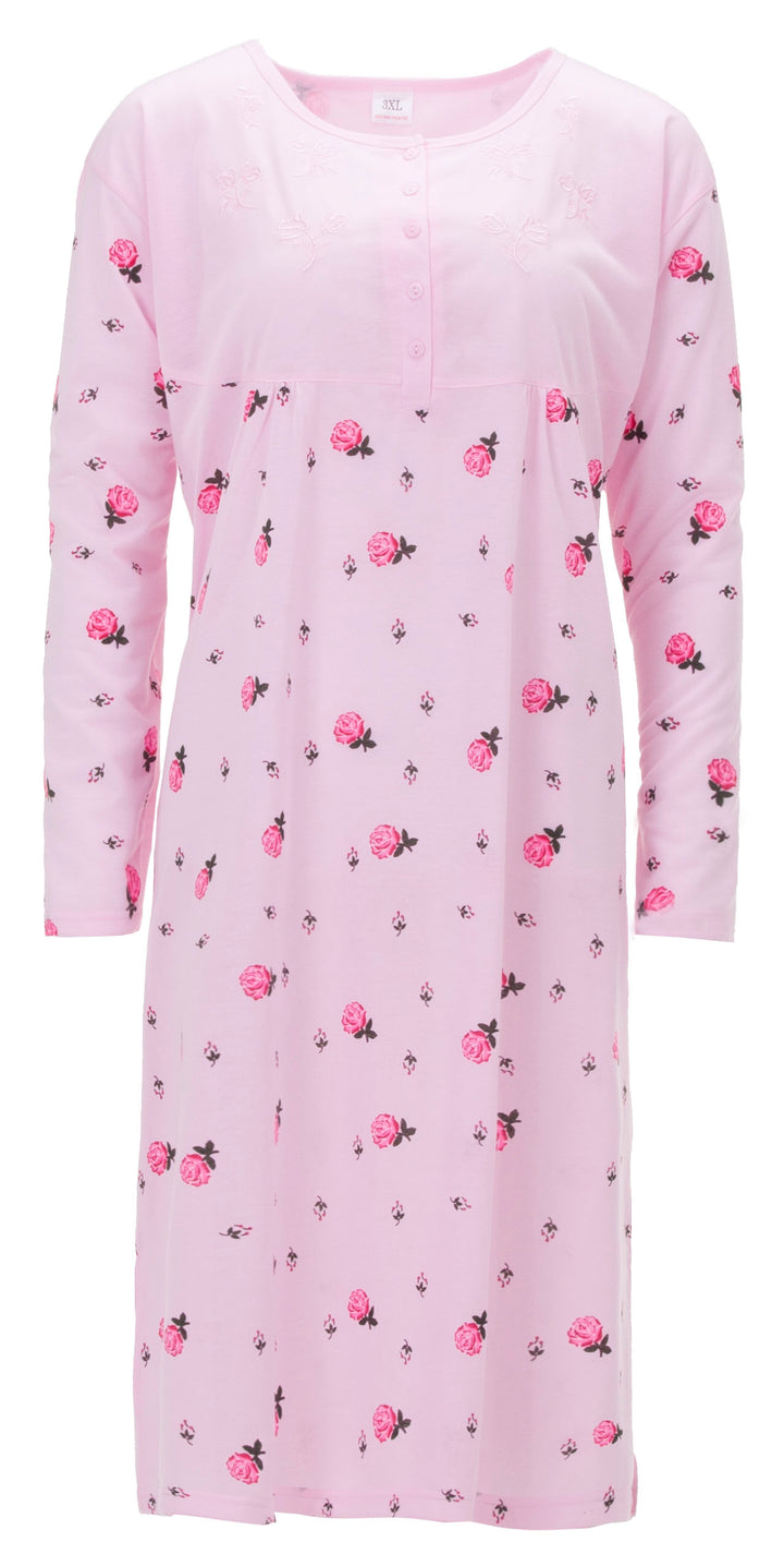 Long Sleeve Nightgown - Blossoms 3XL-6XL
