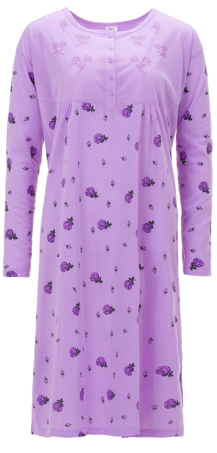 Long Sleeve Nightgown - Blossoms 3XL-6XL