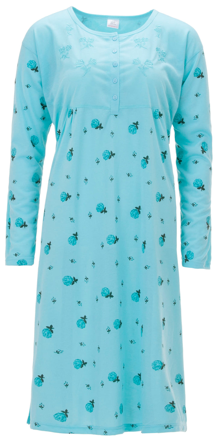 Long Sleeve Nightgown - Blossoms 3XL-6XL