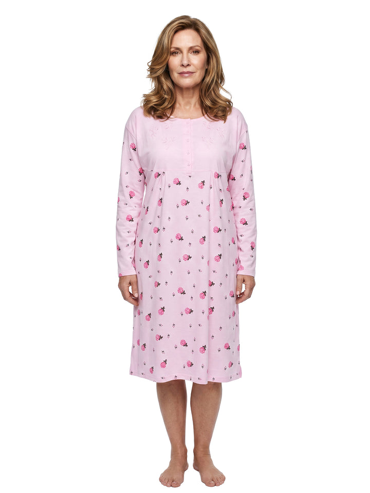 Long Sleeve Nightgown - Blossoms 3XL-6XL