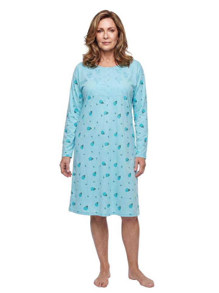 Long Sleeve Nightgown - Blossoms 3XL-6XL
