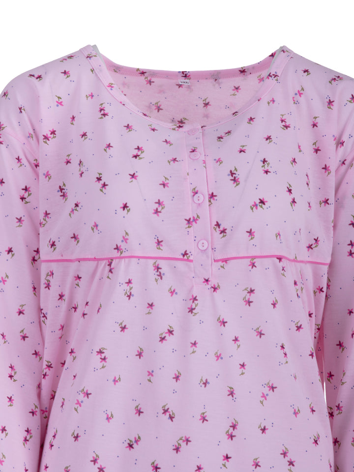 Long Sleeve Nightgown - Blossoms 3XL-6XL