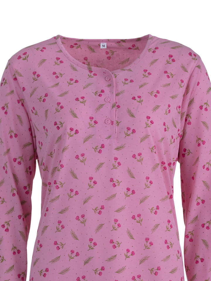 Nightgown long sleeve flowers