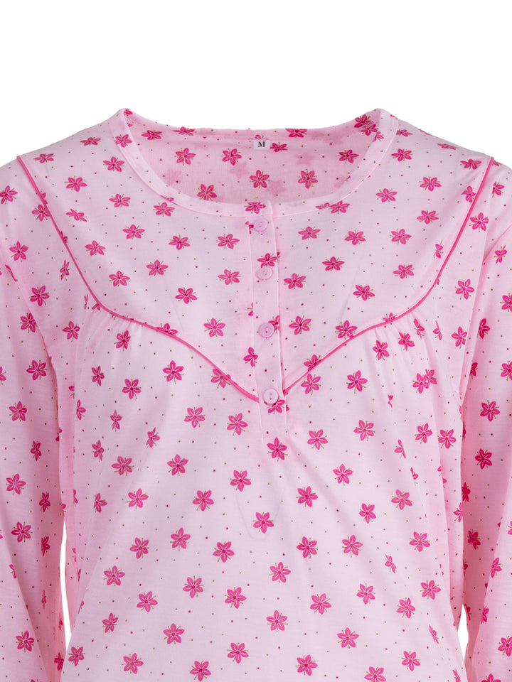 Long-sleeved nightgown - blossoms M-2XL