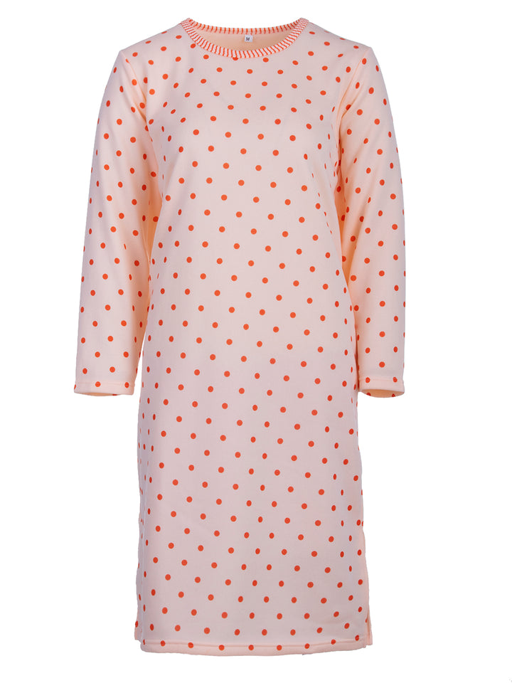 Thermal nightgown - long sleeve dots