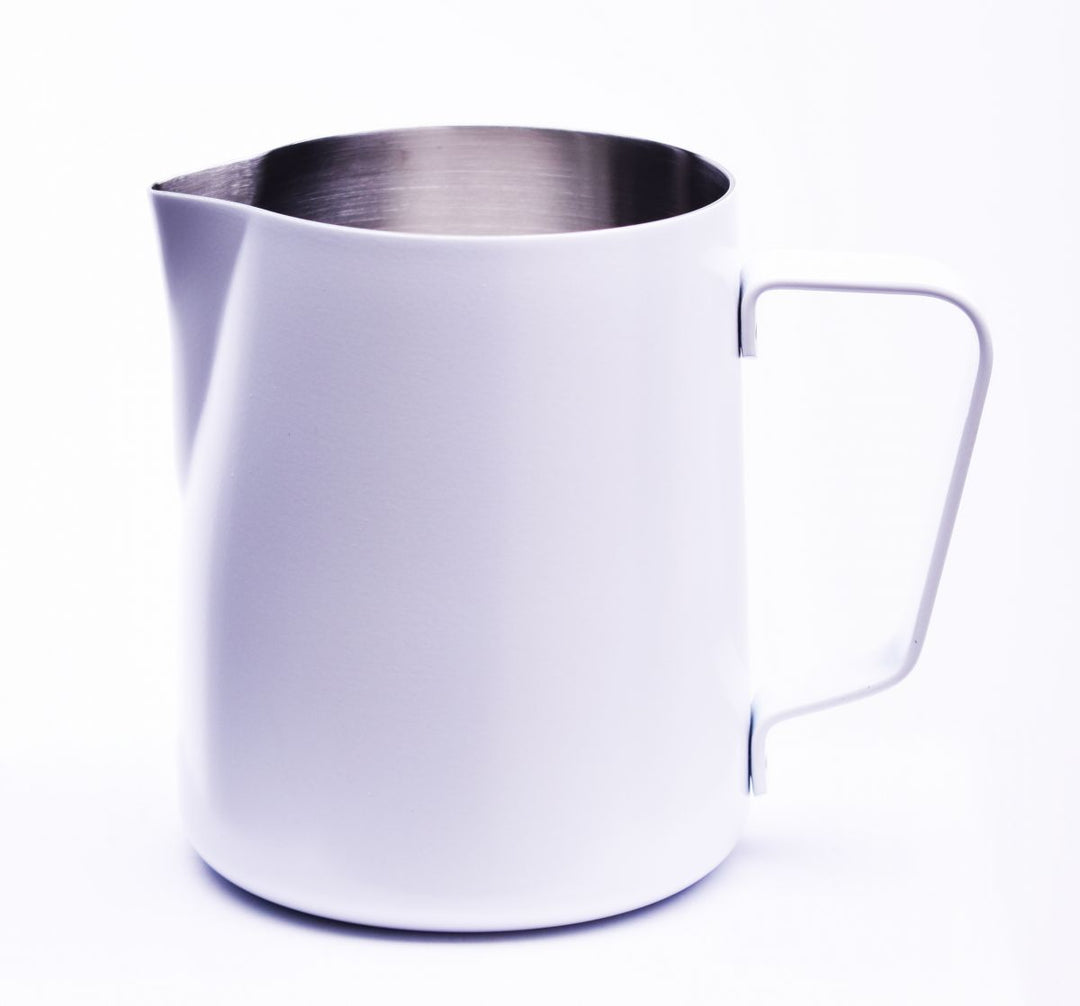 Milk jug with white powder coating