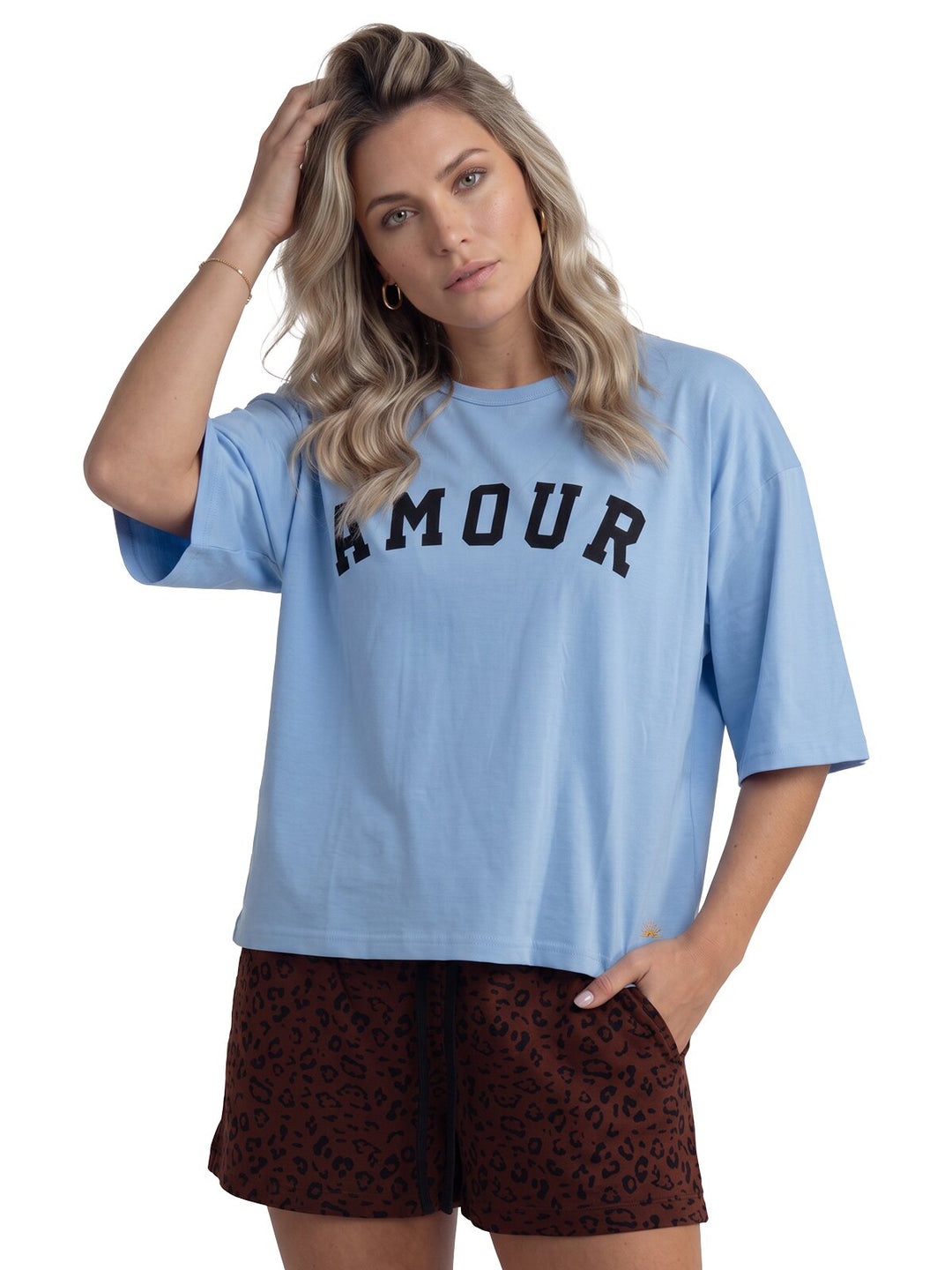 Pyjama Set Shorty - Courtney Amour Oversize 1/2 Arm einfarbig