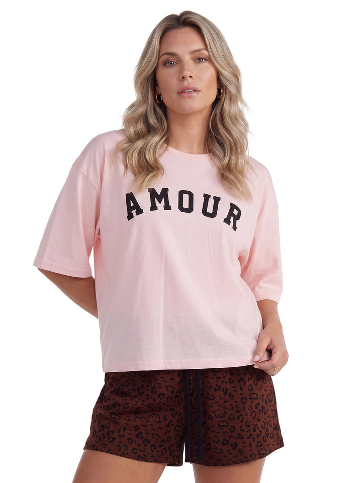 Pyjama Set Shorty - Courtney Amour Oversize 1/2 Arm einfarbig