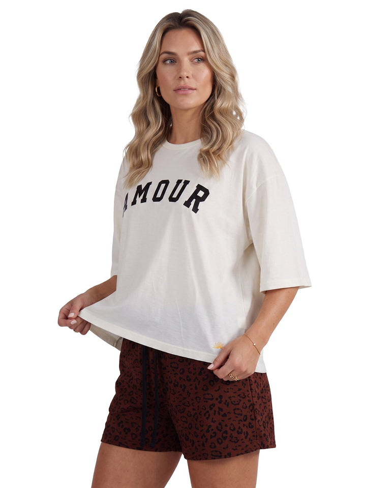 Pyjama Set Shorty - Courtney Amour Oversize 1/2 Arm einfarbig
