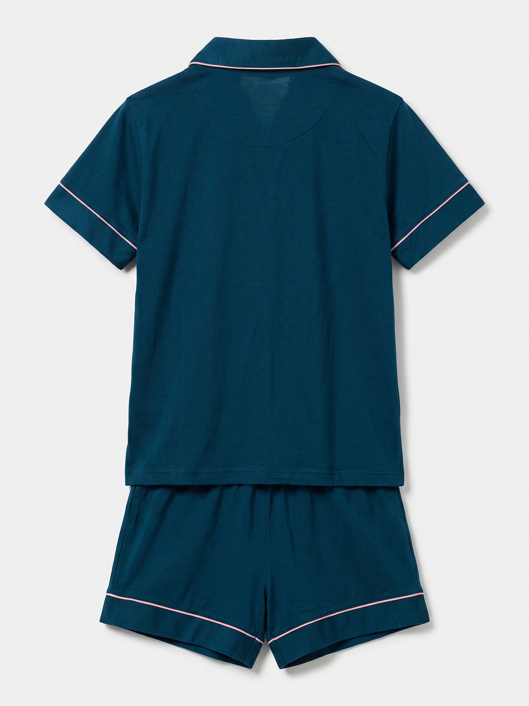 Pyjama Set Shorty - Kate Bow with Collar, Button Placket, and Bow Embroidery