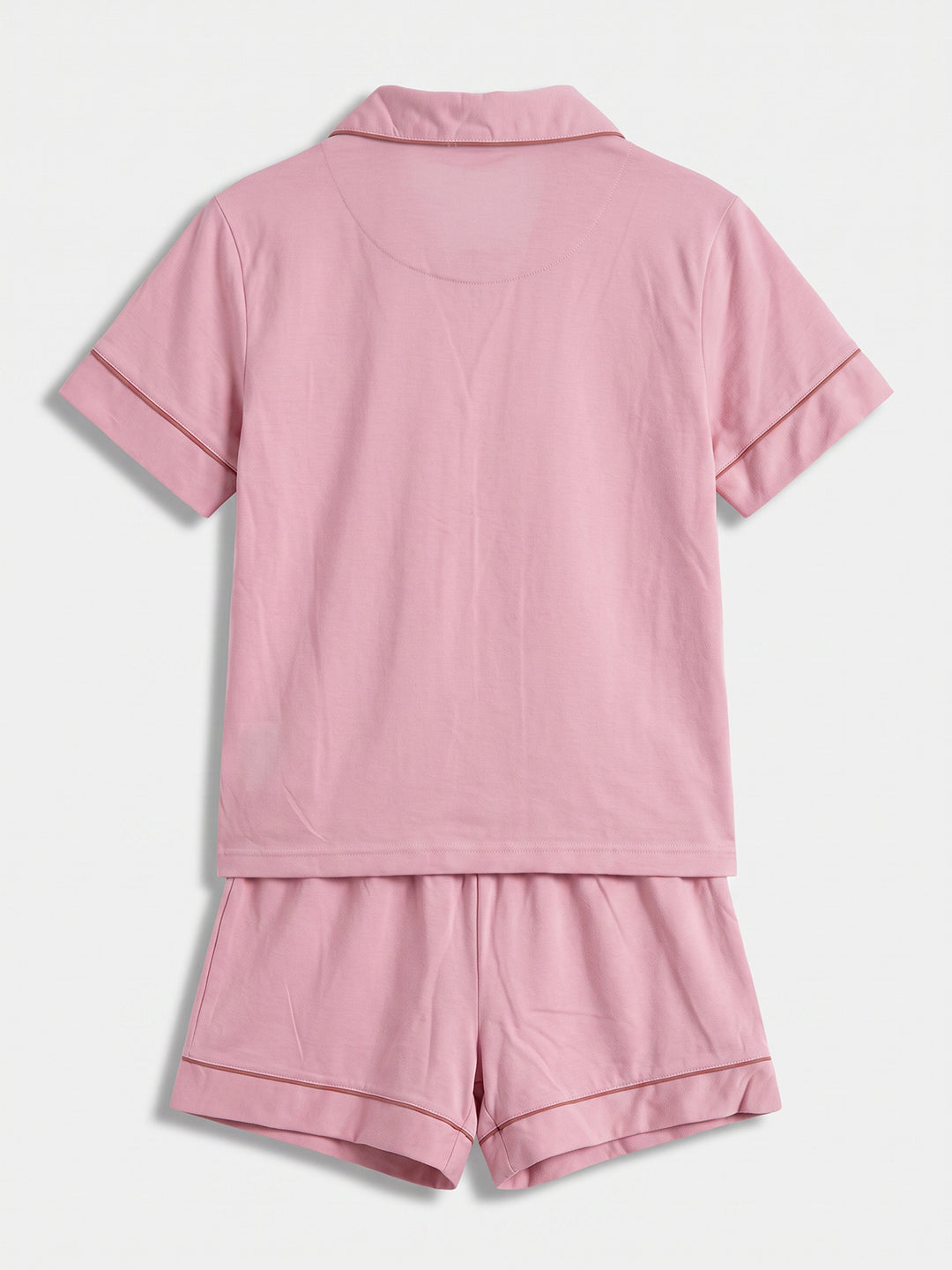 Pyjama Set Shorty - Kate Bow with Collar, Button Placket, and Bow Embroidery
