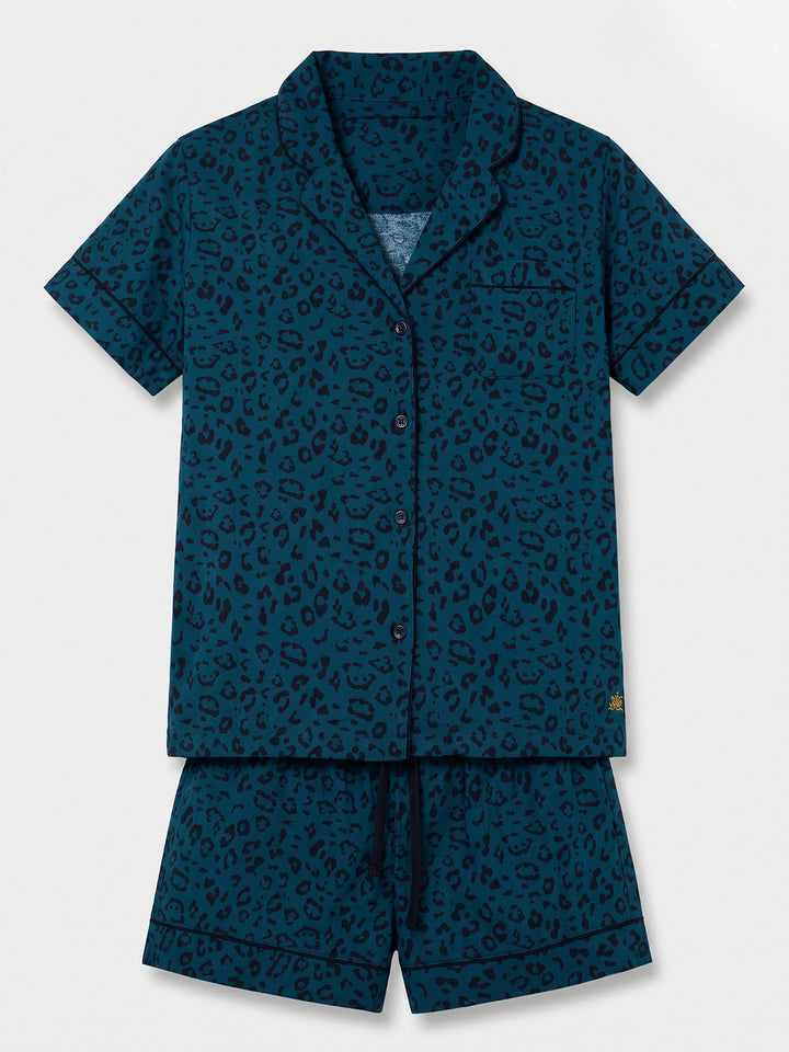 Pyjama Set Shorty - Kate Leo mit Kragen und Knopfleiste