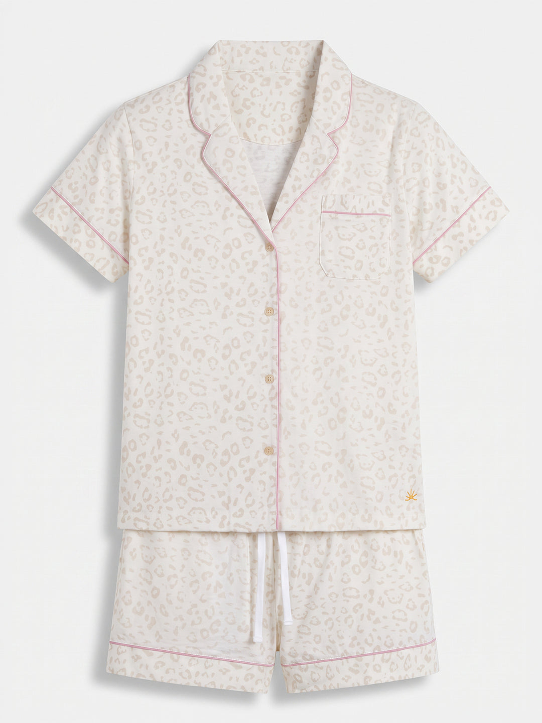 Pyjama Set Shorty - Kate Leo mit Kragen und Knopfleiste