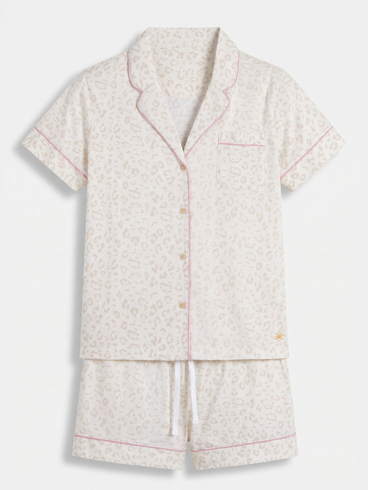 Pyjama Set Shorty - Kate Leo mit Kragen und Knopfleiste