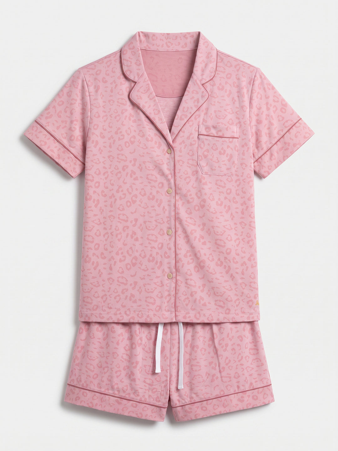 Pyjama Set Shorty - Kate Leo mit Kragen und Knopfleiste