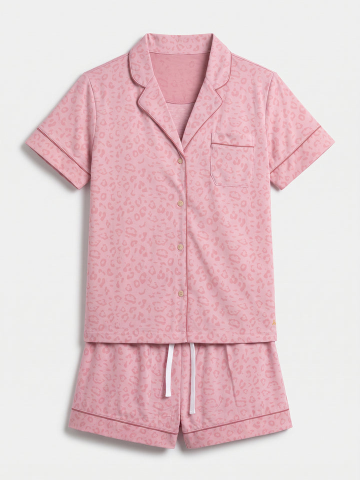 Pyjama Set Shorty - Kate Leo mit Kragen und Knopfleiste