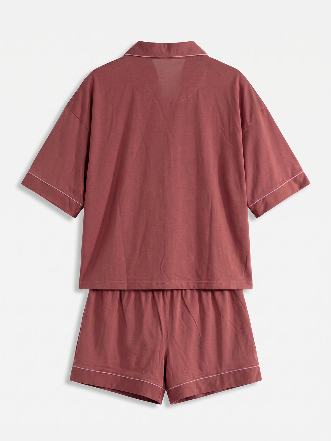 Oversize Pyjama Set Shorty - Corie Kragen durchgeknöpft 1/2 Arm einfarbig