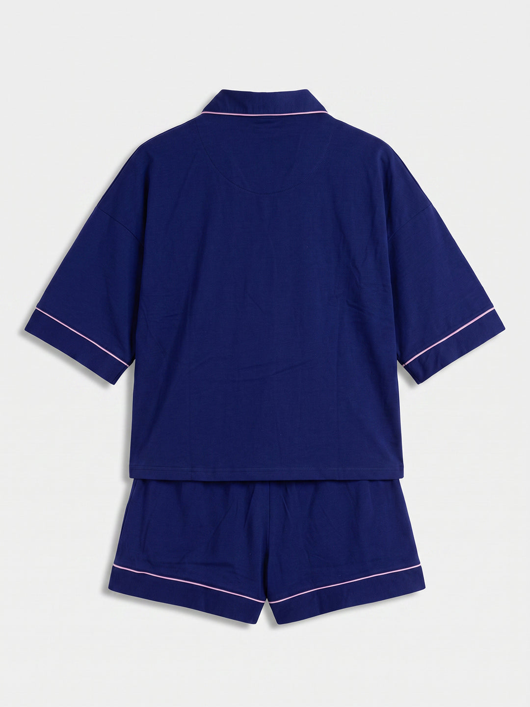 Oversize Pyjama Set Shorty - Corie Kragen durchgeknöpft 1/2 Arm einfarbig