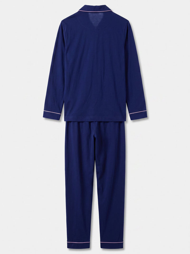Pyjama Set - Ruby mit Kragen Knopfleiste und Stickerei