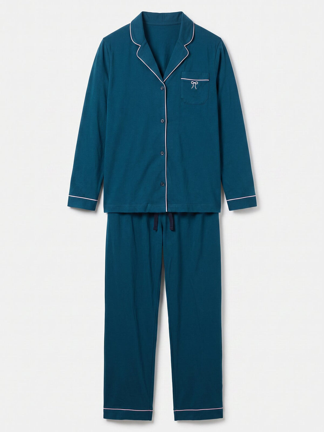 Pyjama Set - Ruby mit Kragen Knopfleiste und Stickerei
