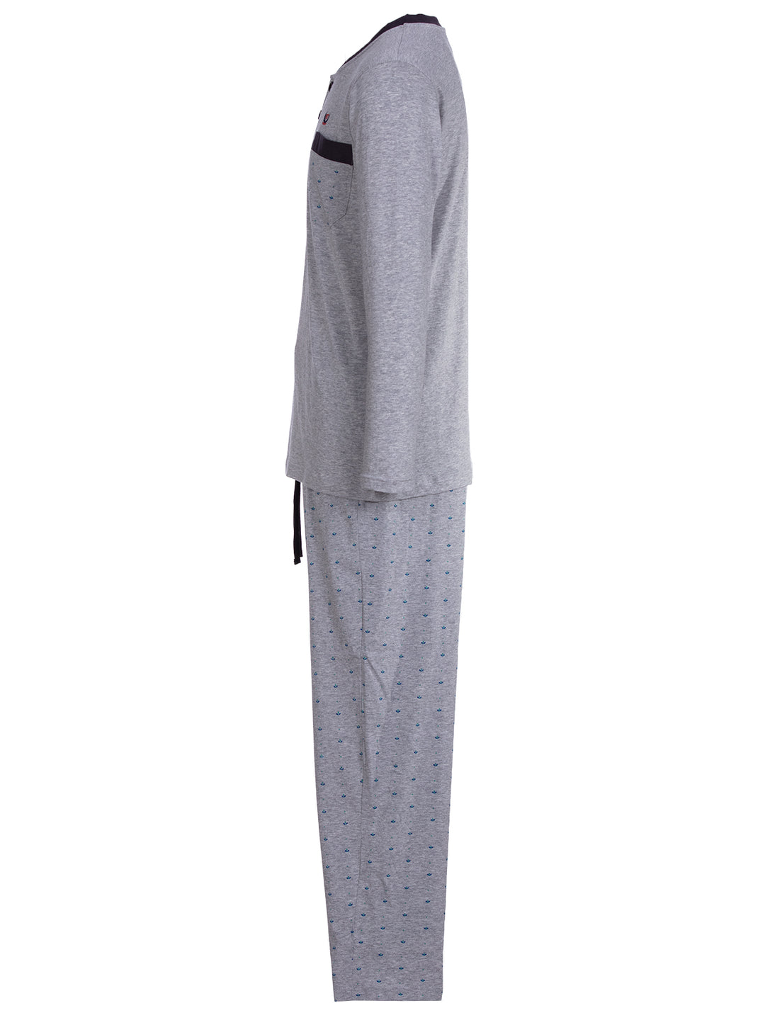 Pyjama Set Langarm - Bruno Stehkragen Uni Tupfen-Hose
