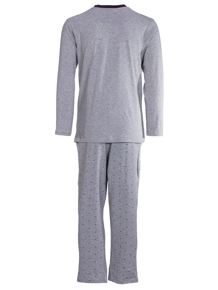 Pyjama Set Langarm - Bruno Stehkragen Uni Tupfen-Hose