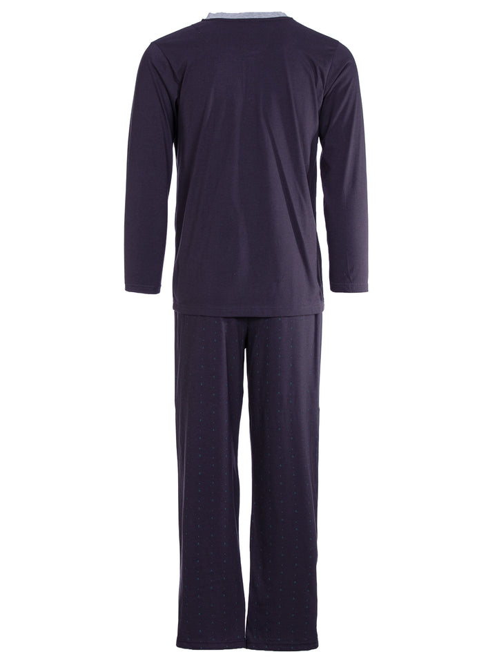 Pyjama Set Langarm - Bruno Stehkragen Uni Tupfen-Hose