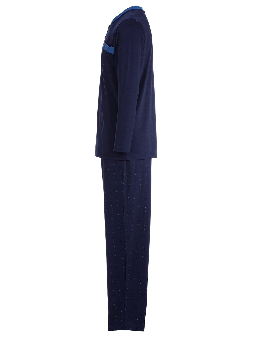 Pyjama Set Langarm - Bruno Stehkragen Uni Tupfen-Hose