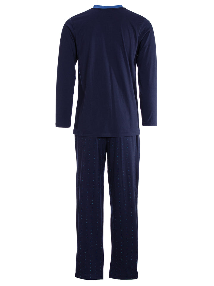 Pyjama Set Langarm - Bruno Stehkragen Uni Tupfen-Hose