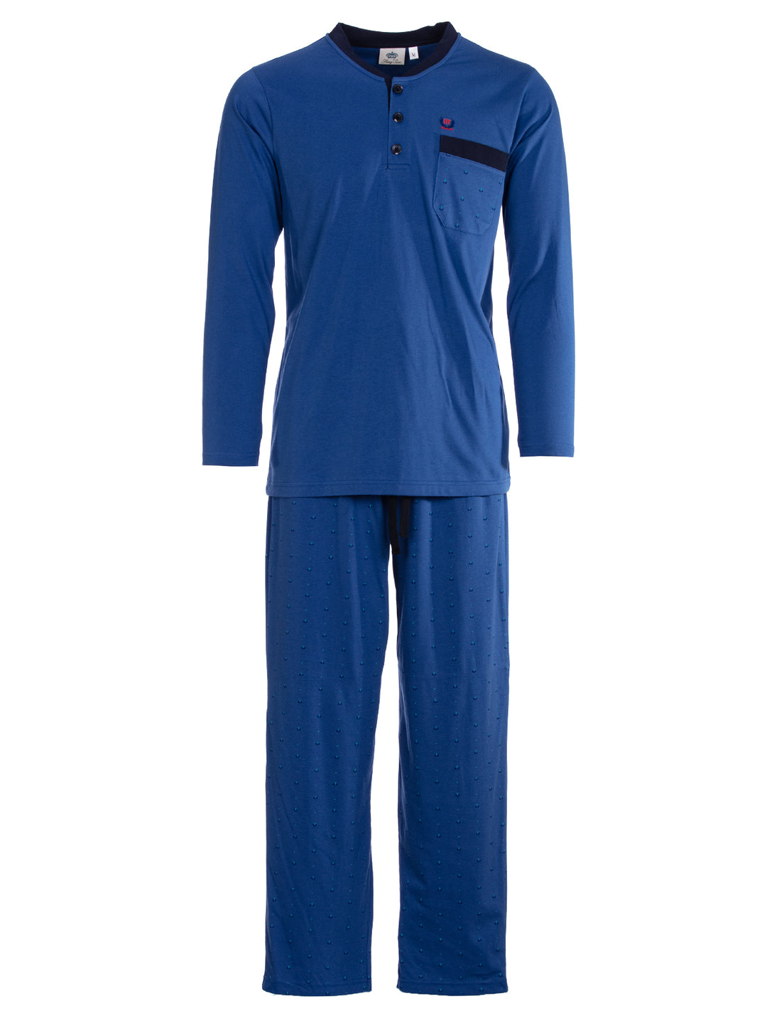 Pyjama Set Langarm - Bruno Stehkragen Uni Tupfen-Hose