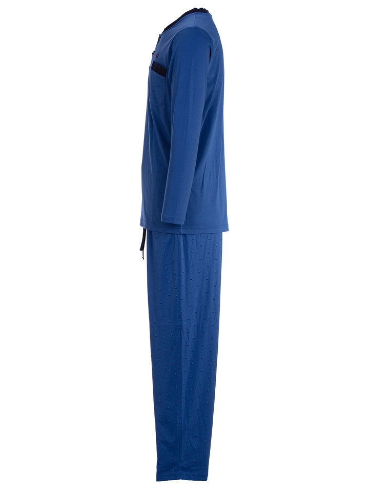 Pyjama Set Langarm - Bruno Stehkragen Uni Tupfen-Hose