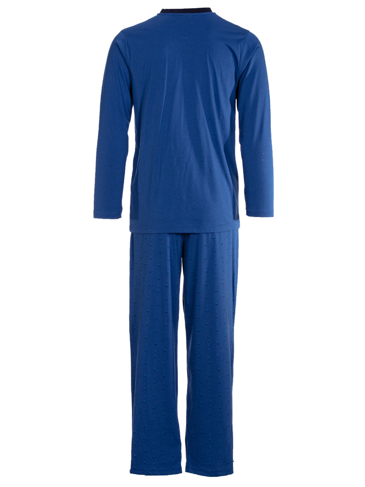 Pyjama Set Langarm - Bruno Stehkragen Uni Tupfen-Hose