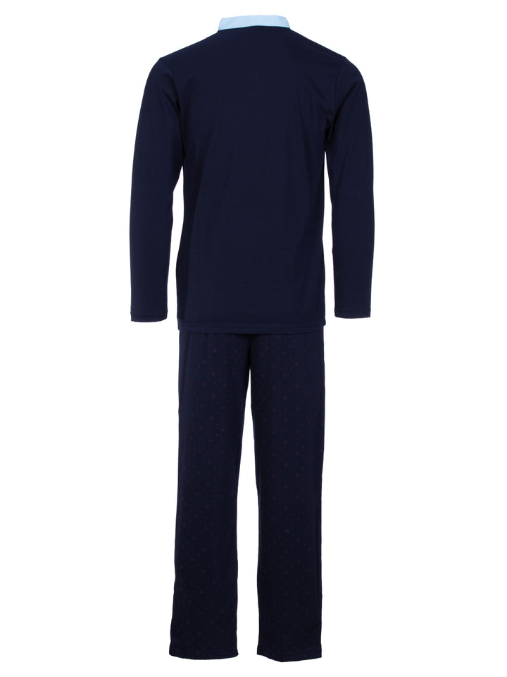 Pyjama Langarm - Bruno Stehkragen Uni gemusterte Hose