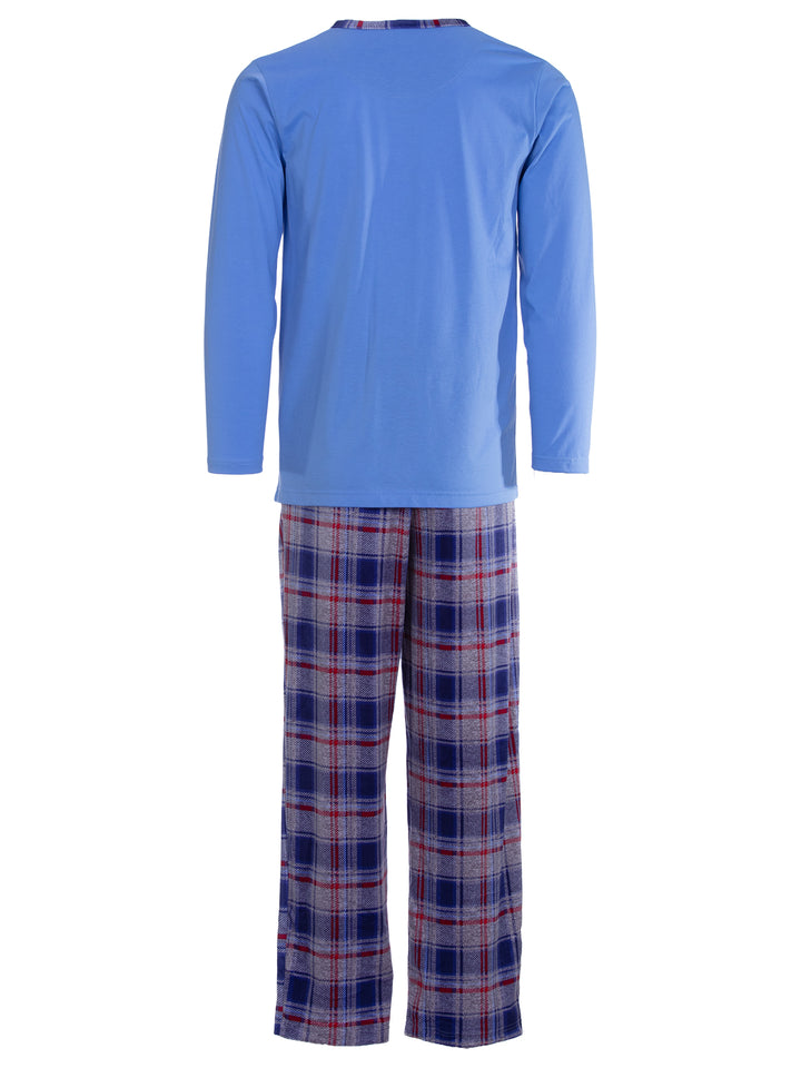 Pyjama Set Langarm - Carlo Stehkragen Uni Karo-Hose