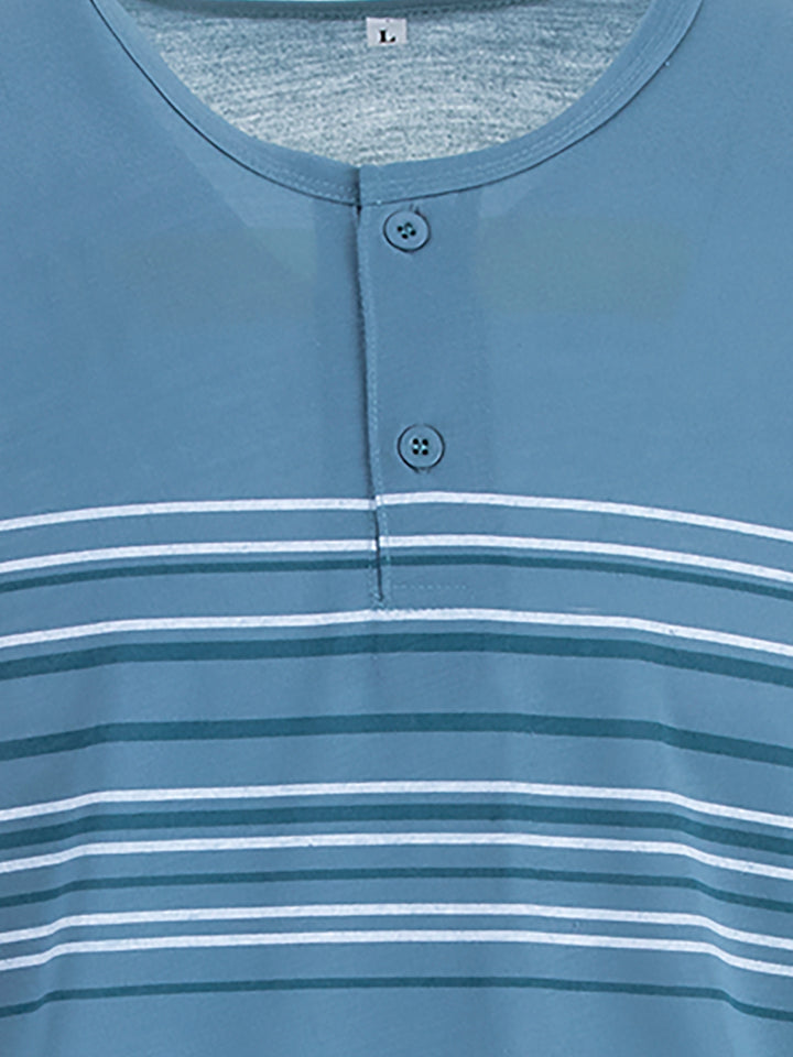 Pajama Set Shorty - Stripe Buttons