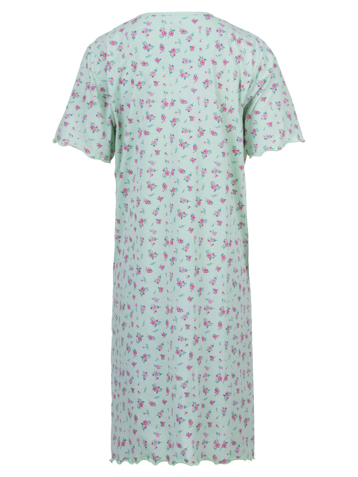 Nachthemd Kurzarm -  Rüsche mit Blumen