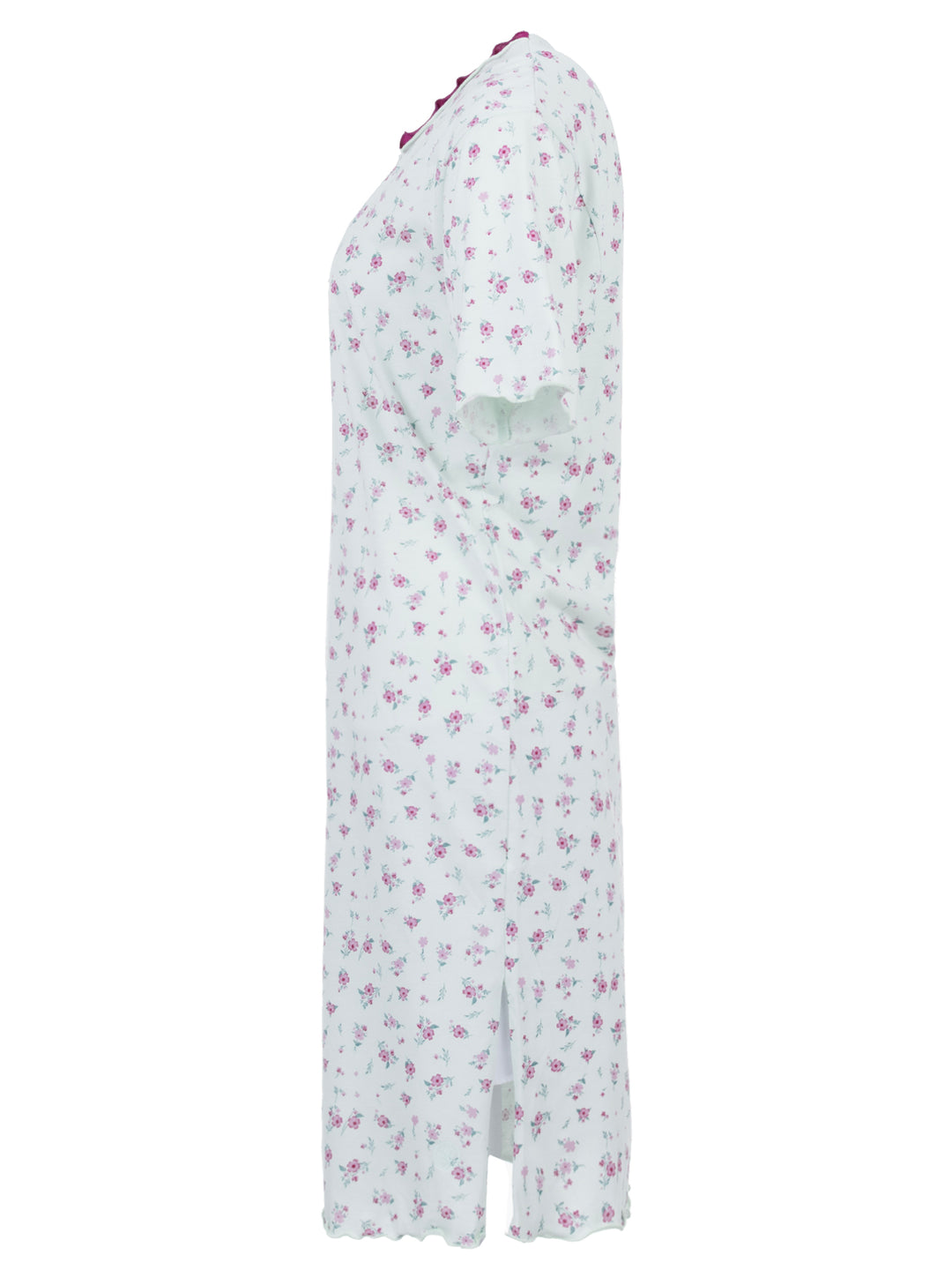 Nachthemd Kurzarm -  Rüsche mit Blumen