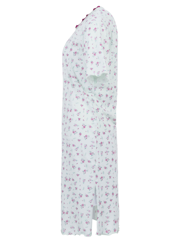 Nachthemd Kurzarm -  Rüsche mit Blumen