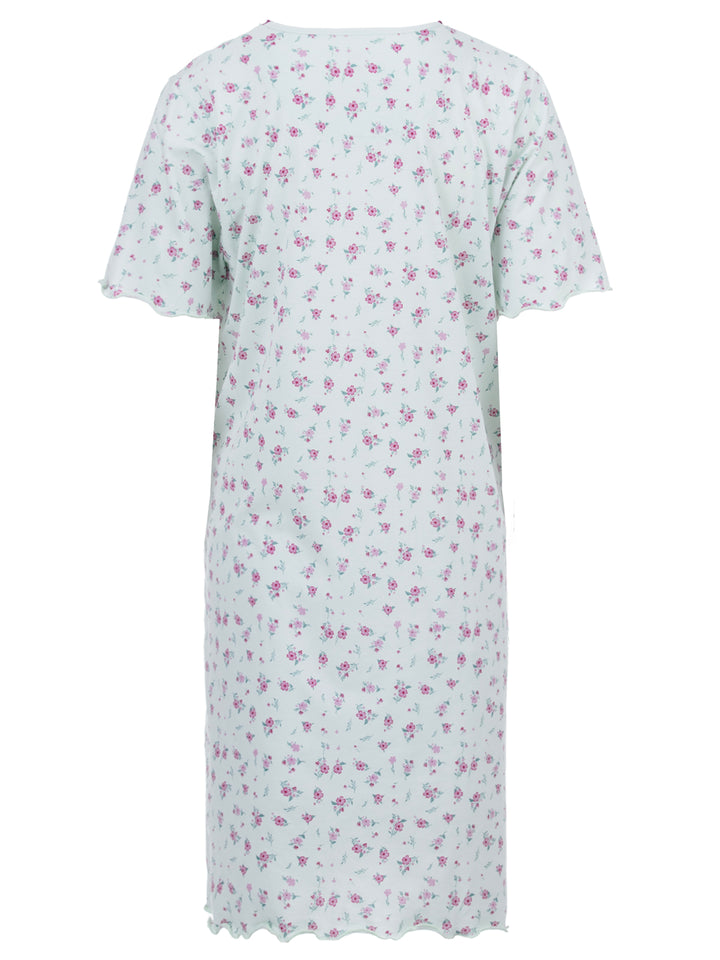 Nachthemd Kurzarm -  Rüsche mit Blumen