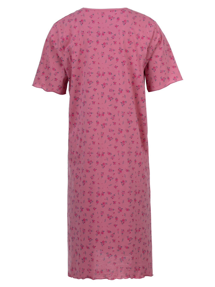 Nachthemd Kurzarm -  Rüsche mit Blumen