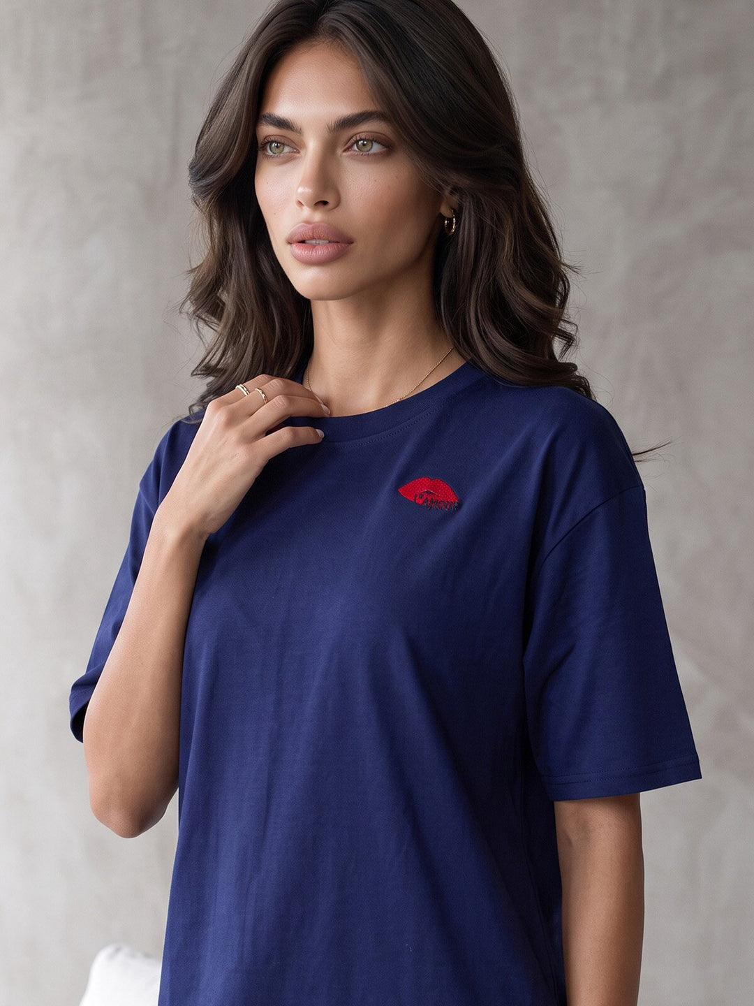 Oversized Schlafshirt - Olivia 1/2 Arm mit Stickerei