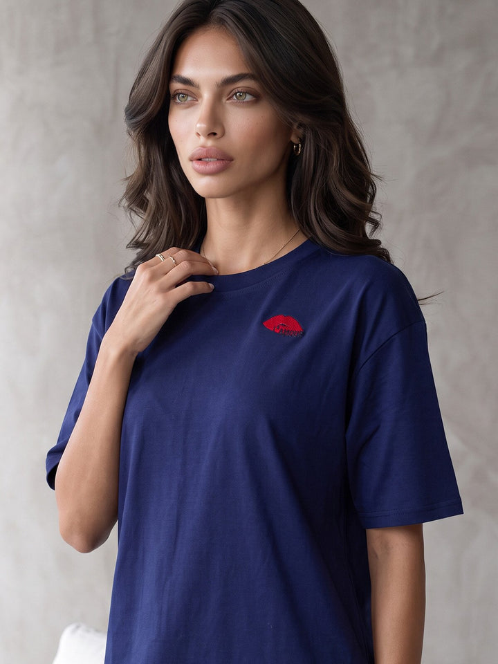 Oversized Schlafshirt - Olivia 1/2 Arm mit Stickerei
