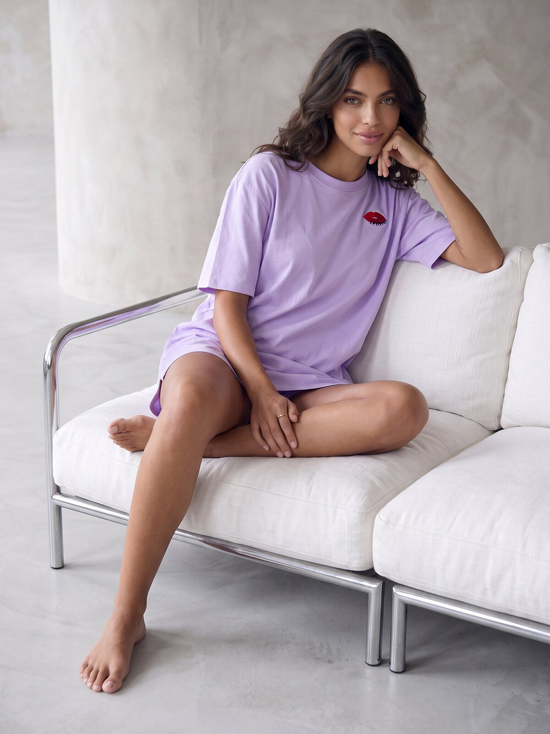 Oversized Schlafshirt - Olivia 1/2 Arm mit Stickerei