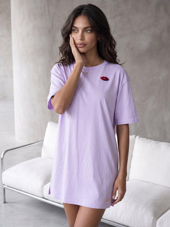 Oversized Schlafshirt - Olivia 1/2 Arm mit Stickerei