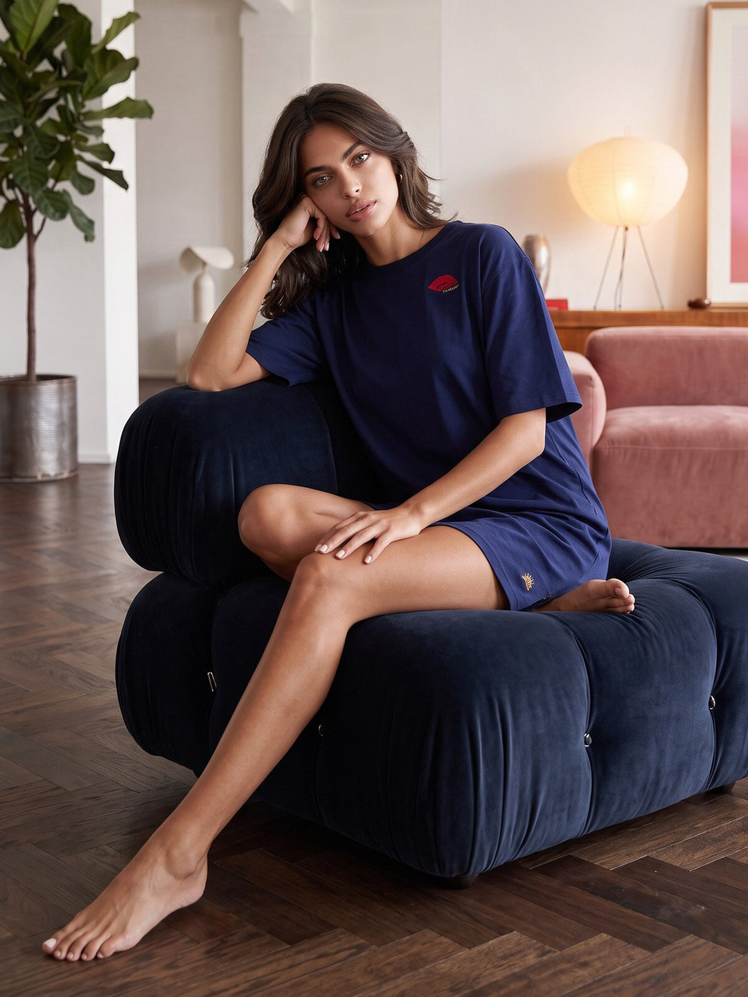 Oversized Schlafshirt - Olivia 1/2 Arm mit Stickerei