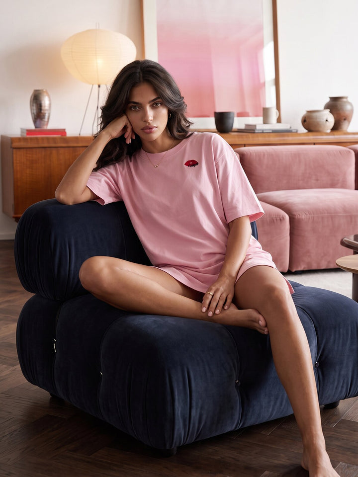 Oversized Schlafshirt - Olivia 1/2 Arm mit Stickerei