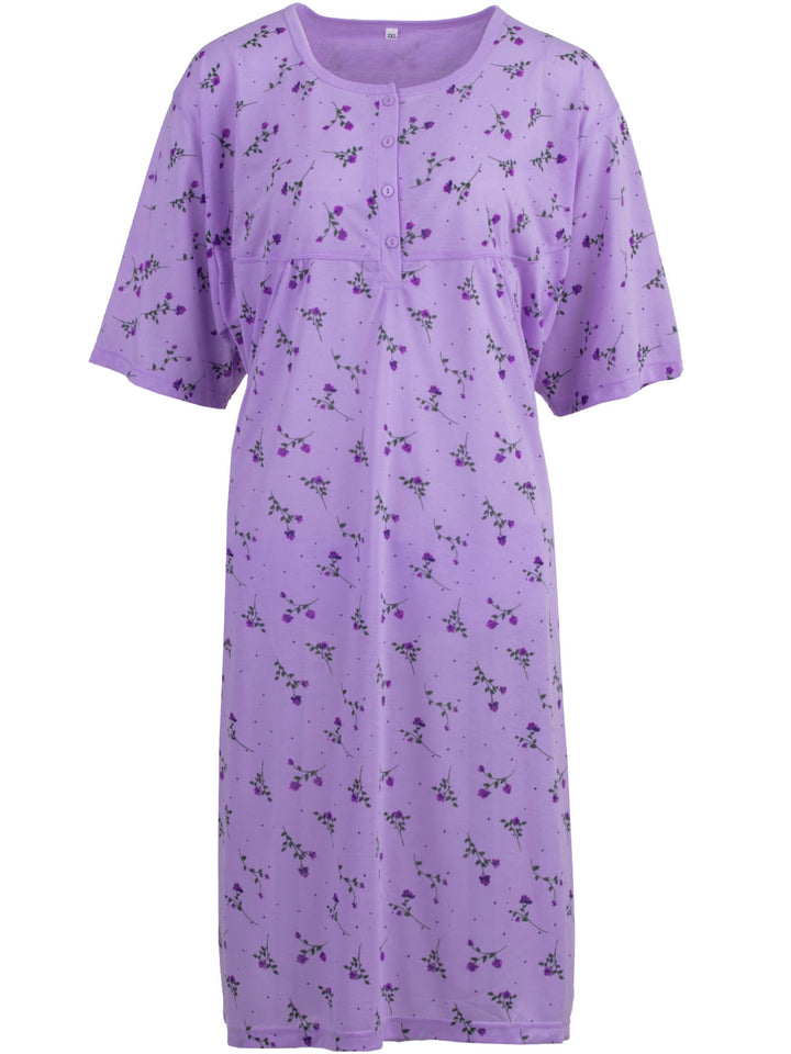 Nightgown Short Sleeve - 3XL-6XL Flowers