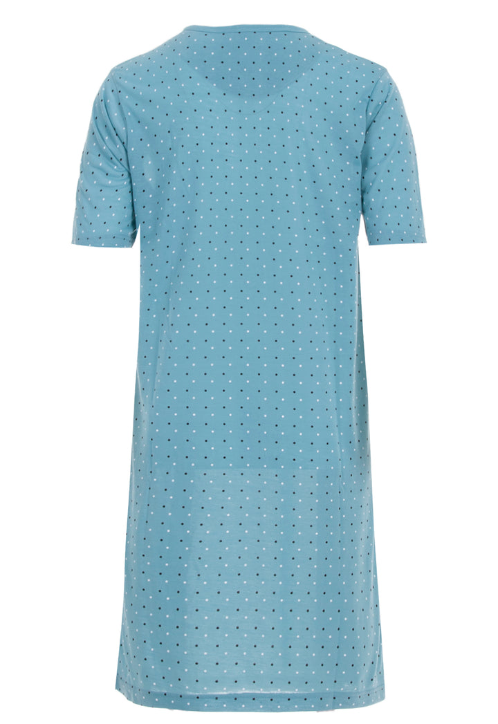 Nightgown short-sleeved - dots with button placket