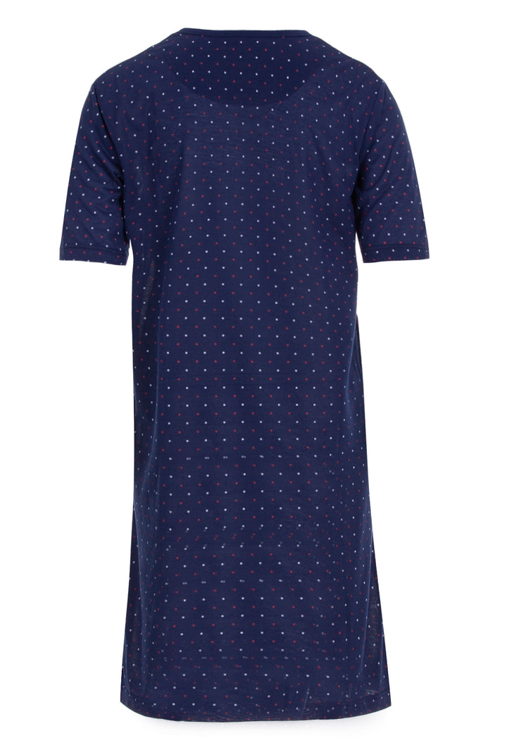 Nightgown short-sleeved - dots with button placket