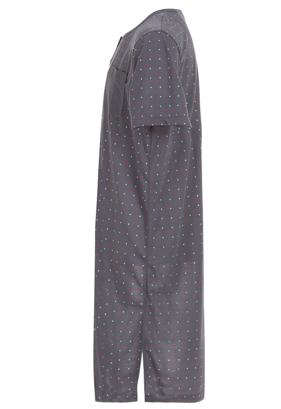 Nightgown short-sleeved - dots with button placket